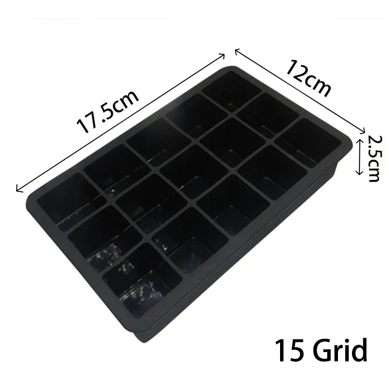 Large Silicone Ice Cube Tray — 4/6/8/15 Grid Mold for Bar, Pub, DIY Ice Blocks
