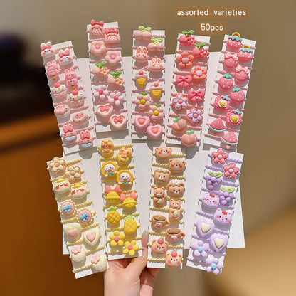 50PCS Cute Cartoon Hair Ties - Random Mini Elastic Hair Bands for Girls, Everyday Hairstyles, and Hair Accessories