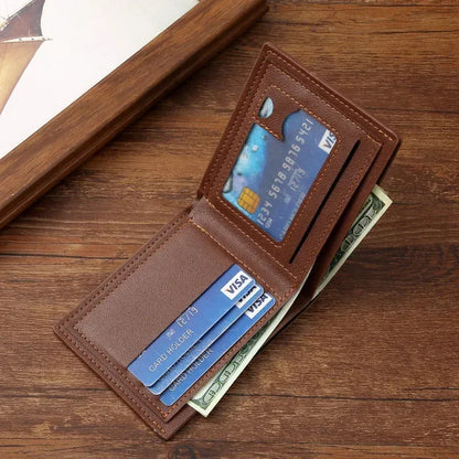 Men’s Leather Minimalist Wallet – Thin, Foldable Soft Leather Short Wallet
