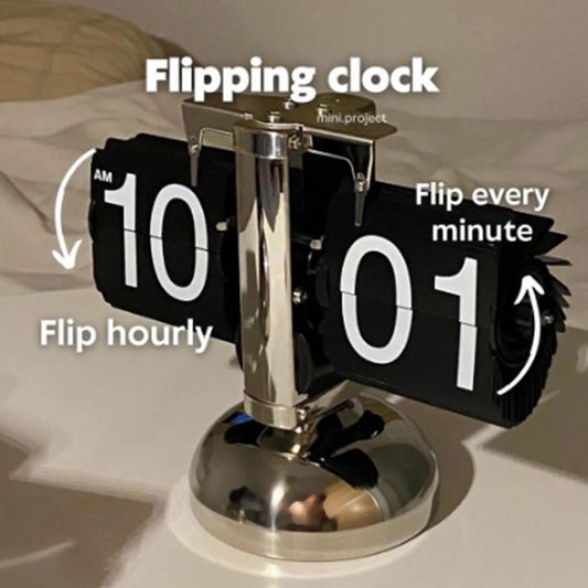 Digital Down Clock – Retro Minimalist Single Foot Mechanical Auto Desk Clock for Home & Living Room