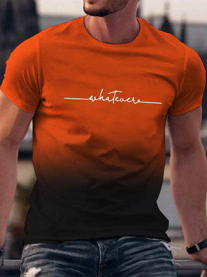 Summer Outing Gradient Print Crew Neck T-Shirt for Men – Trendy Casual Short Sleeve Tee, Ropa de Hombre