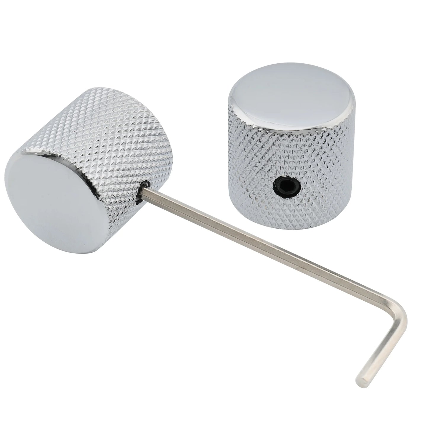 Musiclily Pro Steel Guitar Knobs - 1/4 Inch Fine Knurled Flat Top Control Knobs with Set Screws for Bass & Electric Guitar