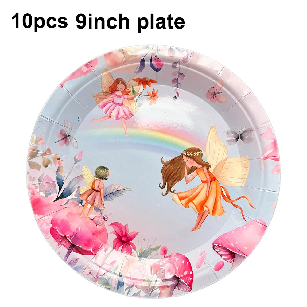 Pink Butterfly Fairy Party Tableware Set – Disposable Plates, Cups & Napkins for Birthday, Wedding & Baby Shower Decor
