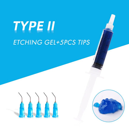 Dentistry Etching Gel 37% – Phosphoric Acid Teeth Cleaning Adhesive Resin for Braces Bonding with 5 Tips