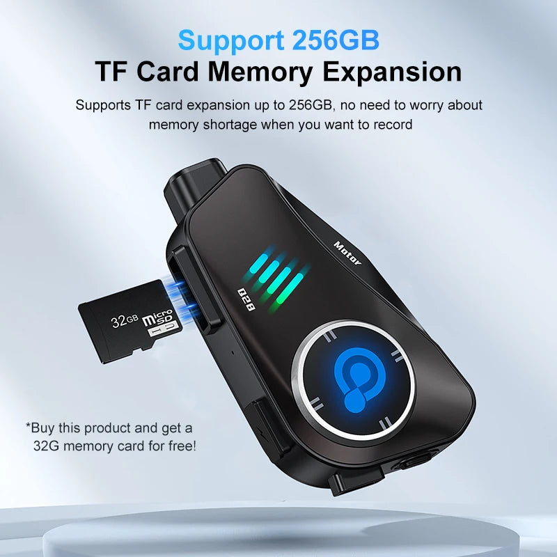 Q28 Motorcycle Helmet Bluetooth Headset — 1080P HD Wireless Camera with Super Wide-Angle Lens, WiFi, IP66 Waterproof Video Recorder