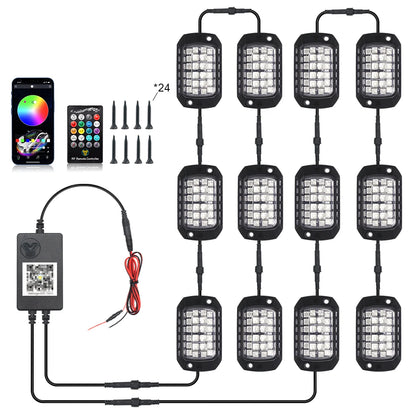RGB 3D Lens Rock Lights – APP Remote Control LED Underglow for Offroad RZR, SUV, ATV, UTV, Jeep