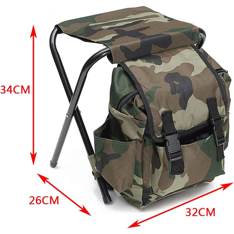 Camping Folding Chair – Lightweight Outdoor Fishing Stool, Portable Tourist Backpack Seat for Nature Hikes