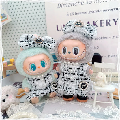 17cm Labubu Doll Accessories - Luxury Sweet Woolen Suit, Crossbody Bag & Princess Shoes Set