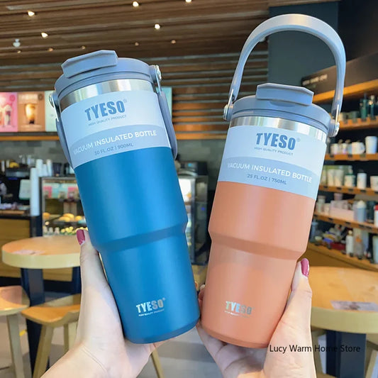 Tyeso Stainless Steel Coffee Cup Thermos – Double Layer Insulated Travel Mug Vacuum Flask for Hot & Cold Drinks, Car Water Bottle