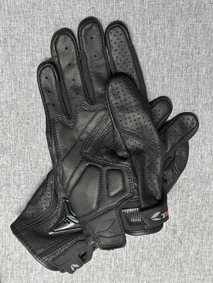 Motorcycle Gloves – Black Racing Genuine Leather, White Road Riding Team Gloves for Men, Summer & Winter with Touch Screen Compatibility