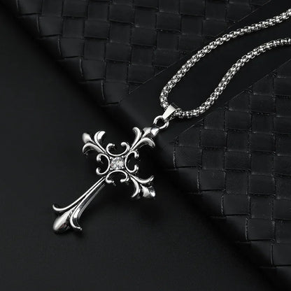 European & American Retro Gothic Cross Necklace – Unisex Hip-Hop Fashion Pendant for Men & Women, Street Style Trendsetter Jewelry Accessory