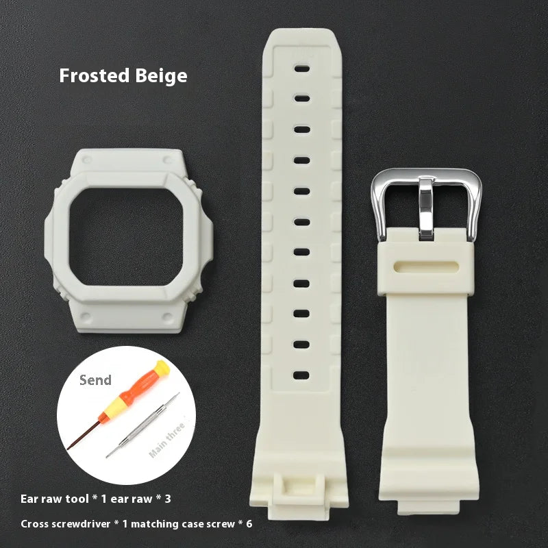 Silicone Watch Band and Case for Casio G-Shock DW-5600, DW-5610, GW-M5610 & GWB5600 - Sport Replacement Strap Set