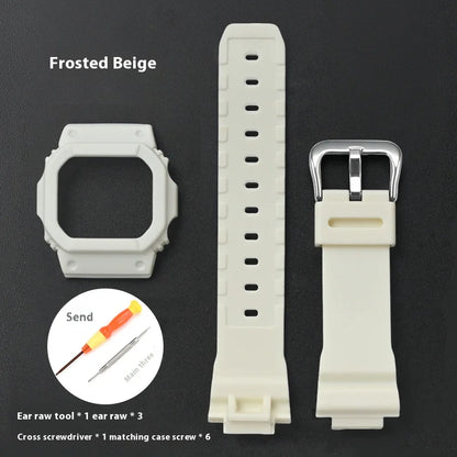Silicone Watch Band and Case for Casio G-Shock DW-5600, DW-5610, GW-M5610 & GWB5600 - Sport Replacement Strap Set