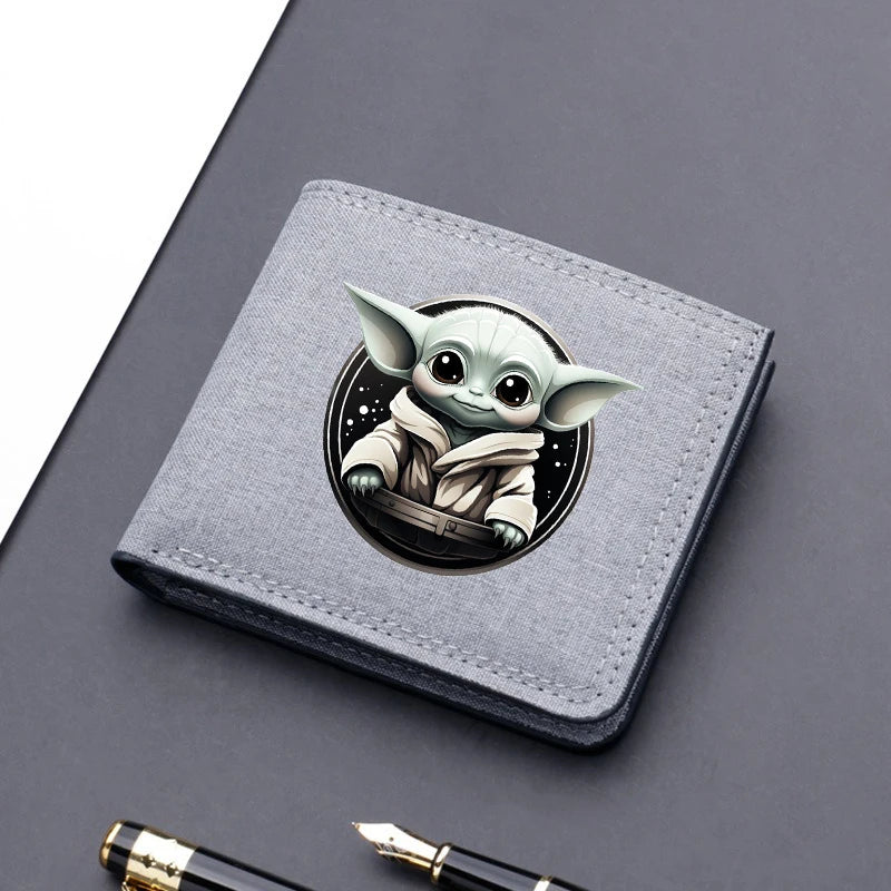Star Wars Men's Canvas Wallet – Black/Blue/Gray Short Purse, Card Holder & Money Bag with Credit Card Case