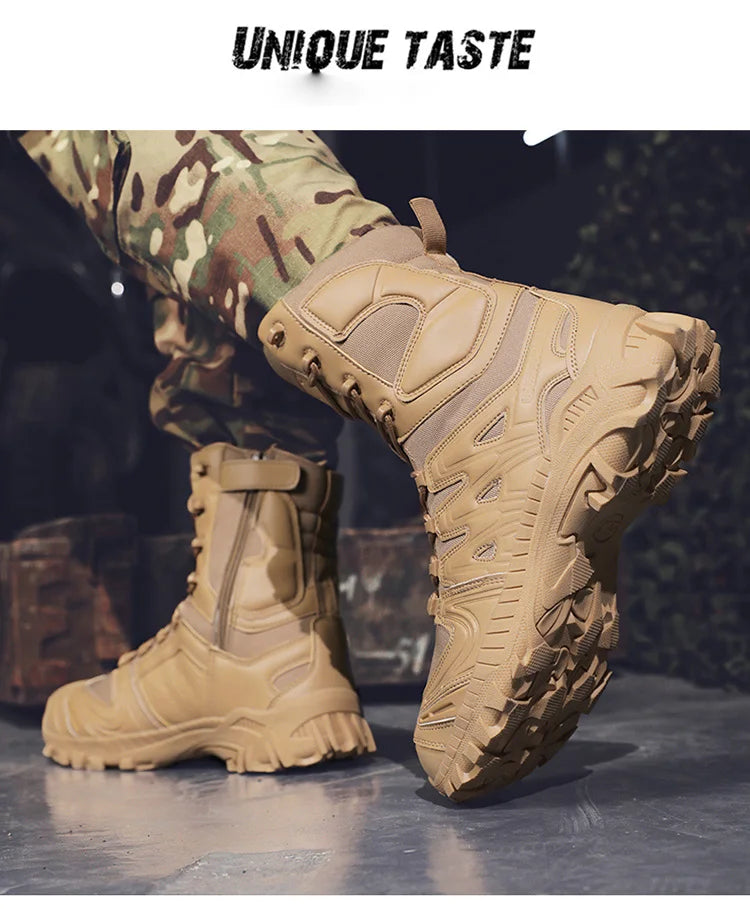 Special Forces Desert Combat Boots - Men's Tall Wear-Resistant Tactical, Waterproof Training & Outdoor Mountaineering Sports Boots