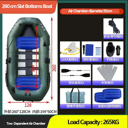 1.75–3.6m Inflatable PVC Fishing Kayak Boat – Air Deck Raft Rubber Dinghy with Clip Net, Portable Fishing Watercraft