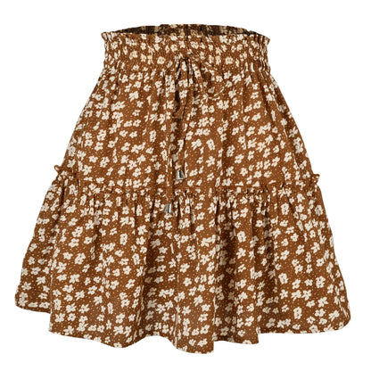Women’s Floral A-Line Skirt – Summer High Elastic Waist Little Daisy Dress Vestidos LDY-WW4648