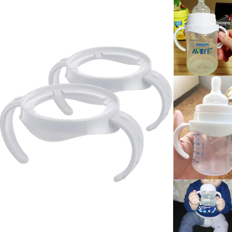Easy-Grip Baby Bottle Handles - Universal Nursing Bottle Holder for Avent Natural Wide Mouth PP and Glass Feeding Bottles