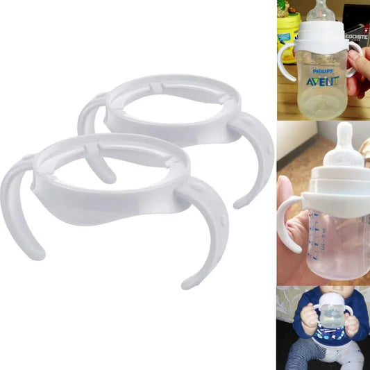 Easy-Grip Baby Bottle Handles - Universal Nursing Bottle Holder for Avent Natural Wide Mouth PP and Glass Feeding Bottles