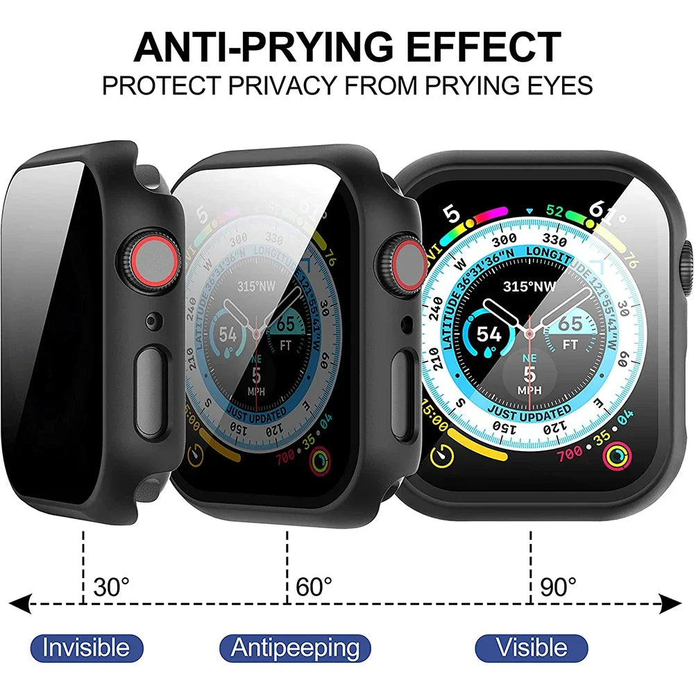 Privacy Tempered Glass & Case for Apple Watch Series 10 – 42mm/46mm Anti-Peeping Screen Protector Cover