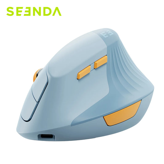 Seenda Vertical Wireless Mouse - Rechargeable Type C Ergonomic USB & Type C Mice for Laptop, PC, MacBook, Windows, Android