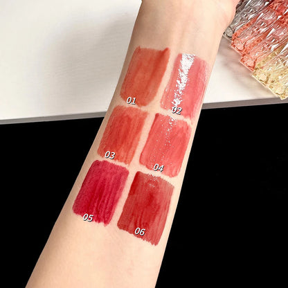 Long-Lasting Waterproof Lip Gloss – Moisturizing Mirror Shine, Easy Halo-Dyeing, Transparent Color Cosmetics