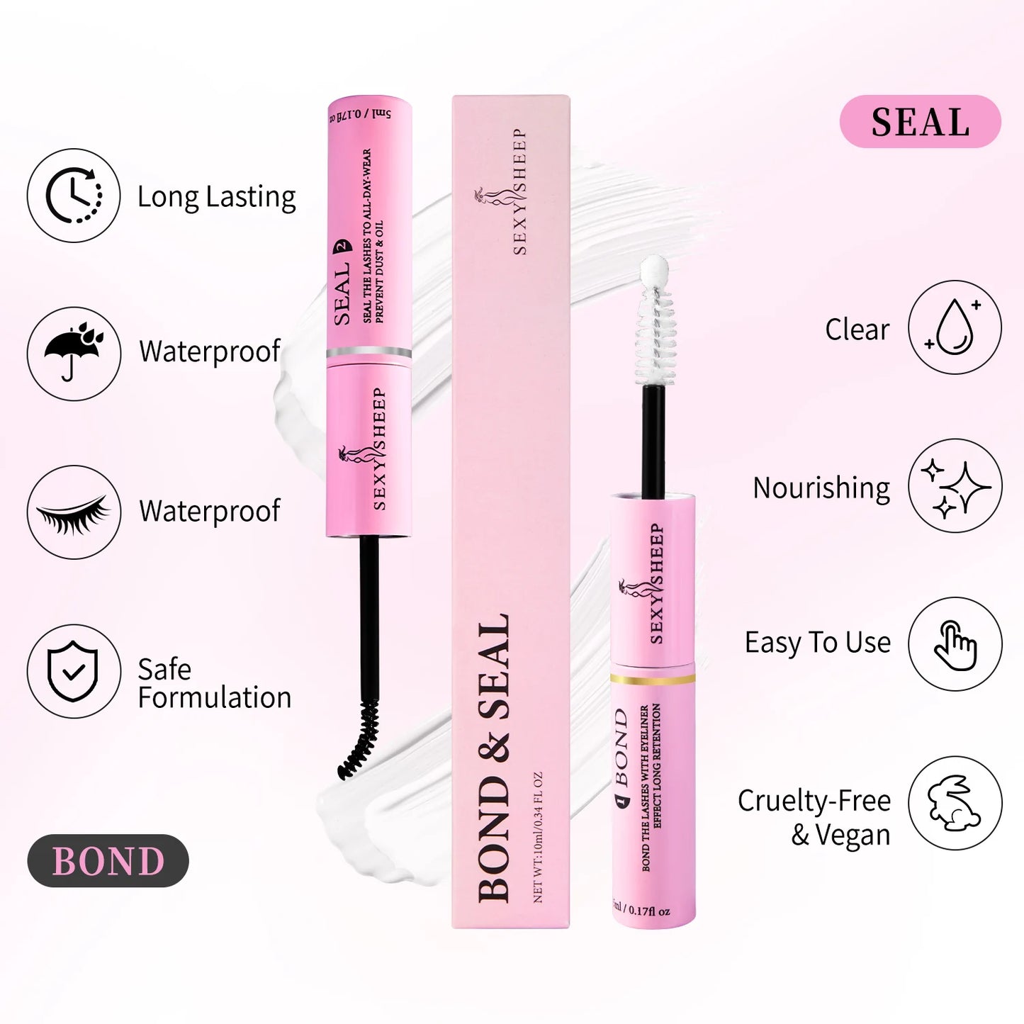 48H Eyelash Glue and Seal for Clusters – Strong Hold, Long-Lasting Adhesive for Lash Extensions