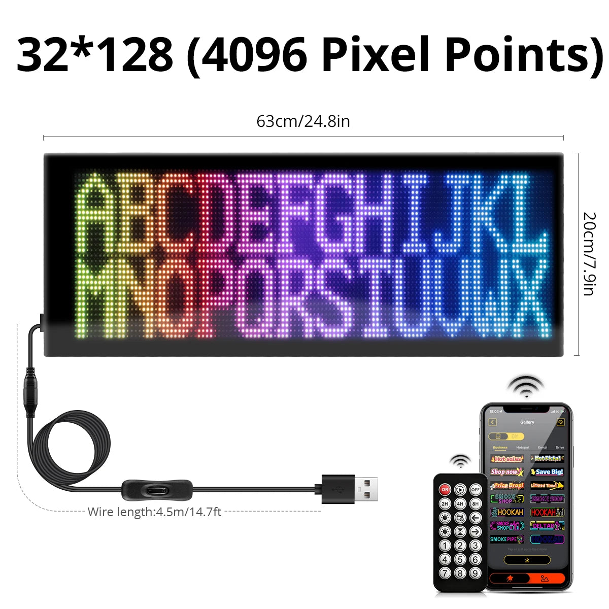 Flexible RGB LED Matrix Display Panel - Bluetooth Scrolling Text, Animations & Smart Car Advertising Light