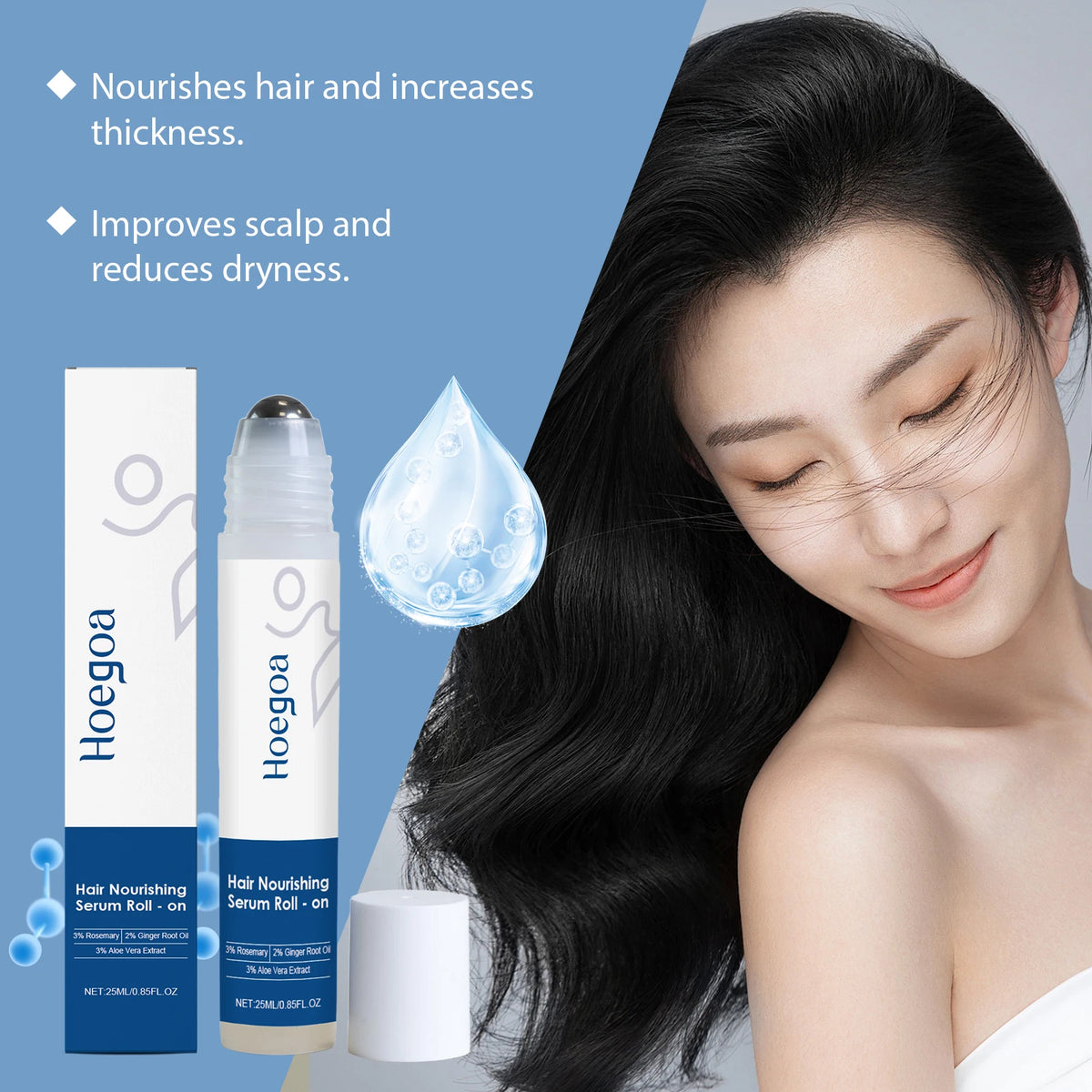 Rosemary Hair Nourishing Serum Roll-On - Scalp Care and Hair Strengthening Essence