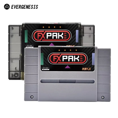 EVERGENESIS FXPAK Pro Rev. X SNES Game Cartridge – SD2 Flash Card for SFC/SNES 16-Bit Console with 8GB Memory Card