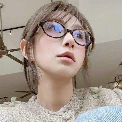 Y2K Retro Oval Frame Glasses for Women - Sweet & Cool Eyewear, Anti-Blue Light Reading & Computer Glasses
