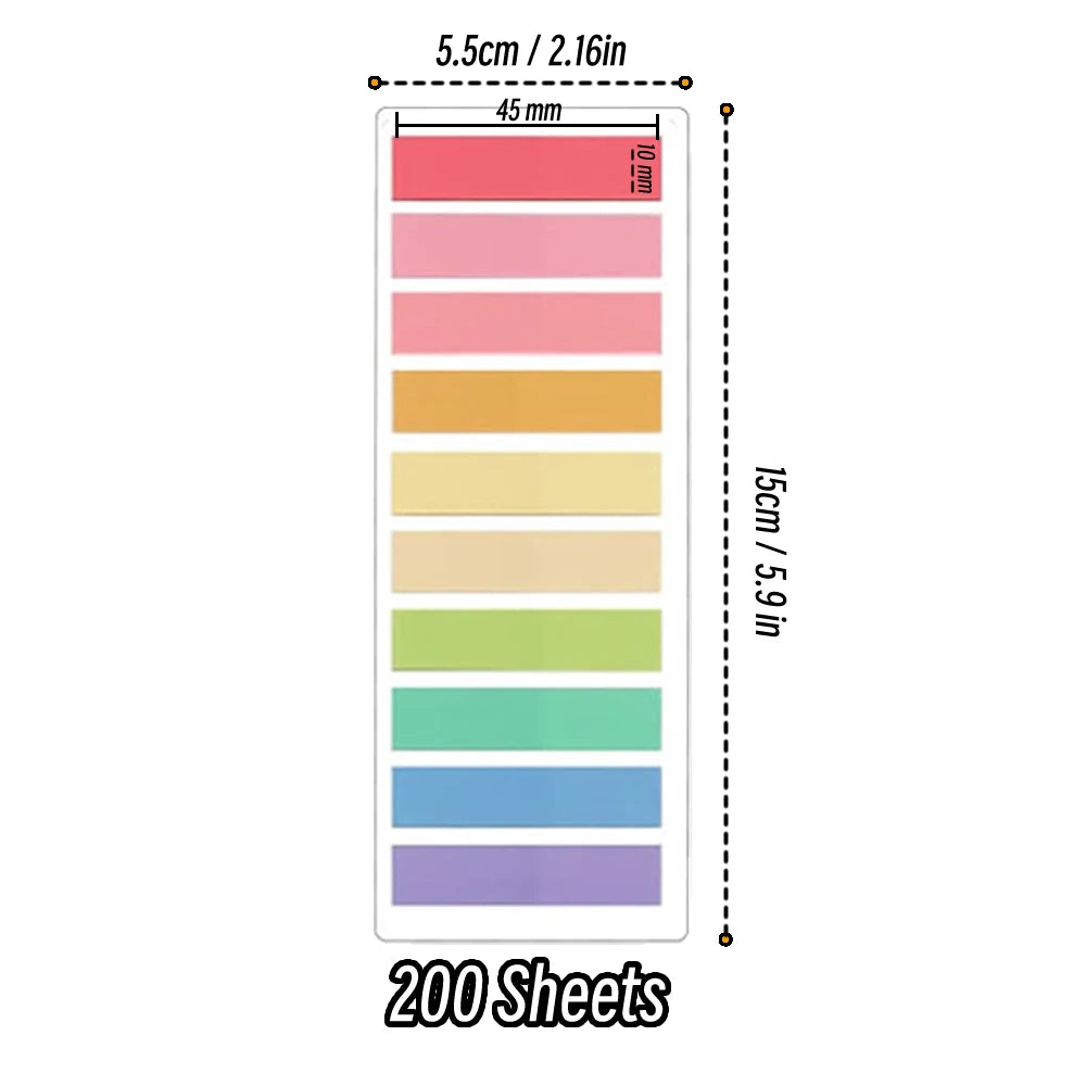 2400PCS Transparent Colorful Sticky Notes Set – Creative Self-Adhesive Index Memo Pads for Office, School & Study Organization