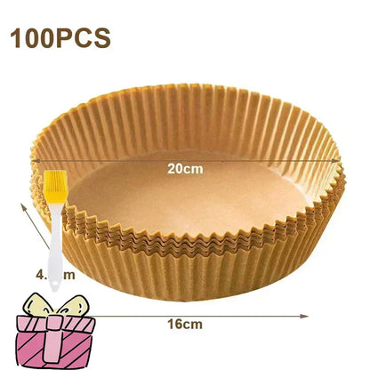 Disposable Air Fryer Liners Non-Stick Parchment Baking Paper for Air Frying, Roasting & Microwave Use