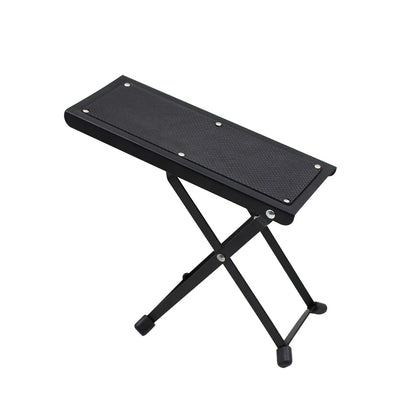 Guitar Foot Stool – 4 Position Height Adjustable, Foldable Pedal Rest for Guitar, Black Footstool for Guitar Pedal Accessories