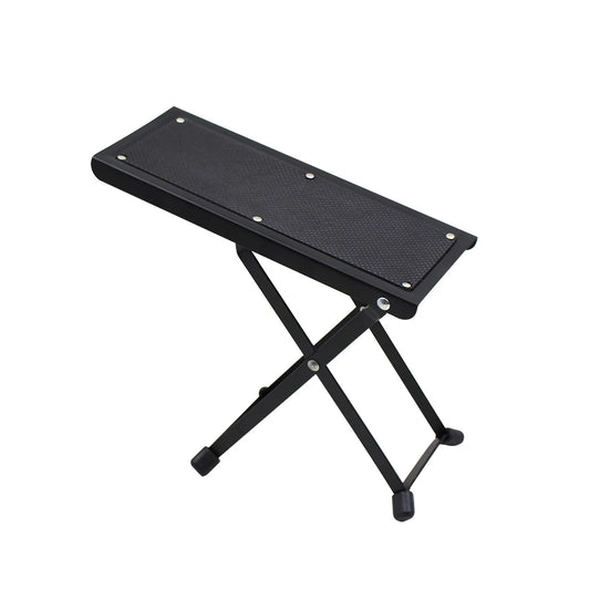 Guitar Foot Stool – 4 Position Height Adjustable, Foldable Pedal Rest for Guitar, Black Footstool for Guitar Pedal Accessories