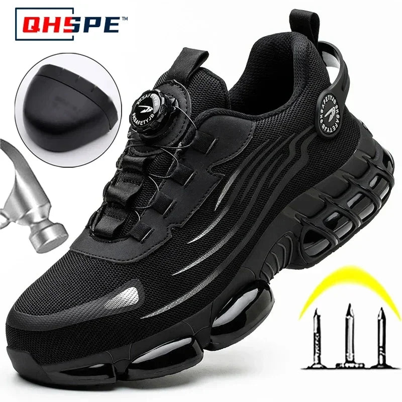 Rotating Button Safety Shoes for Men – Anti-Smash, Anti-Puncture Work & Security Protective Boots, Fashion Sport Design