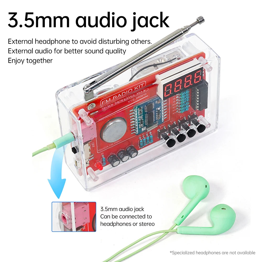 RDA5807 DIY FM Radio Kit - 87–108MHz Adjustable Frequency Digital Display Soldering Project for Electronics Practice