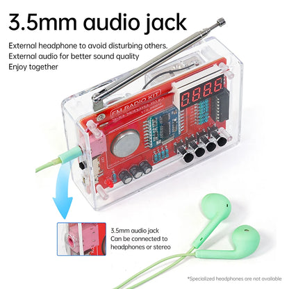 RDA5807 DIY FM Radio Kit - 87–108MHz Adjustable Frequency Digital Display Soldering Project for Electronics Practice