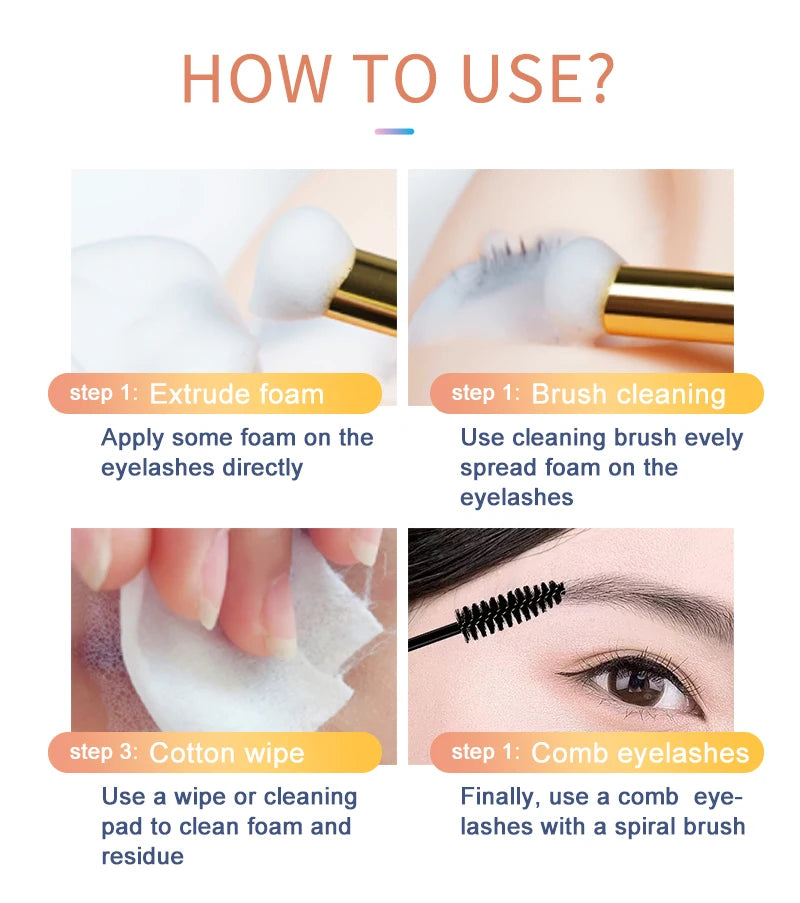 Lash Super Concentrate Mousse – Gentle Eyelash Shampoo Foam for Extensions & Makeup Tools