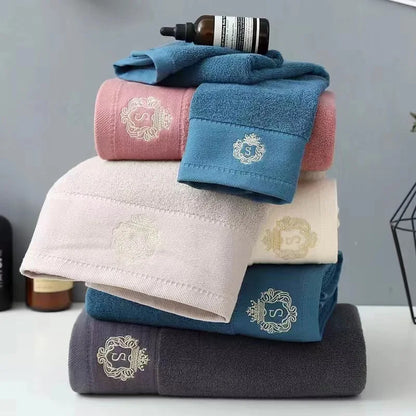 1/5/10PCS Cotton Towels Set – Hand Face Bath Towels 35x75cm & 70x140cm Soft Absorbent Sports Gift Towels Blue White