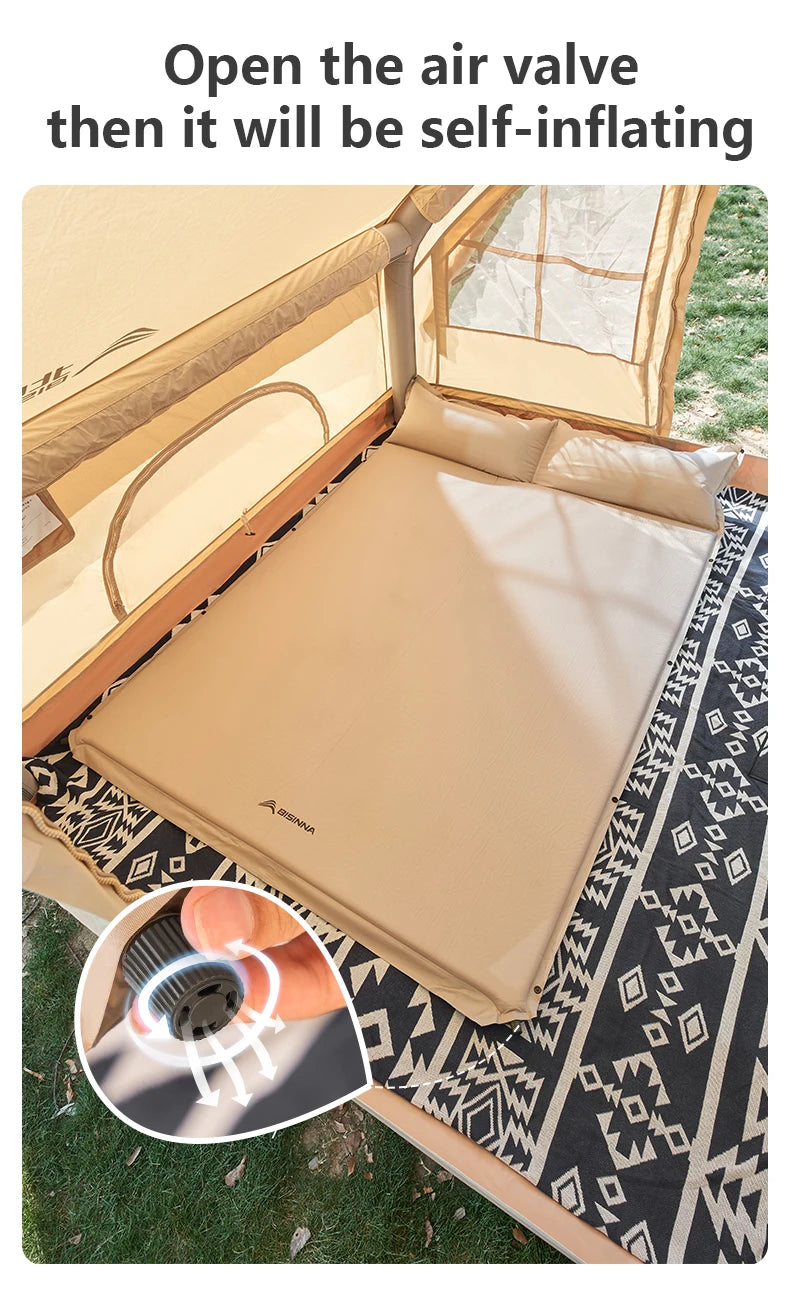 BSWolf Thick Self-Inflating Outdoor Mattress - Spliced Inflatable Camping Mat for Tent Use