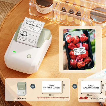 NIIMBOT B1 Portable 2-Inch Thermal Label Printer with Adhesive Tapes Bluetooth Mini Sticker Maker for Smartphone & PC