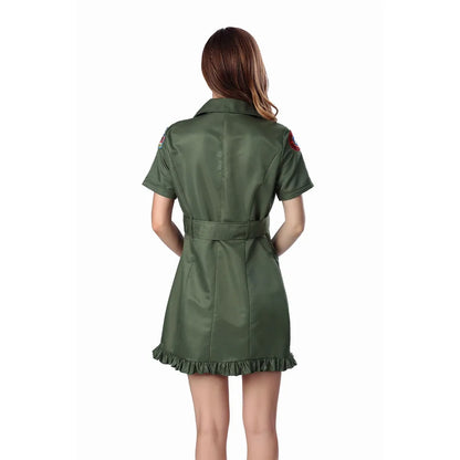 Women’s Top Gun Maverick Pilot Costume - Retro Military Flight Cosplay Halloween Outfit