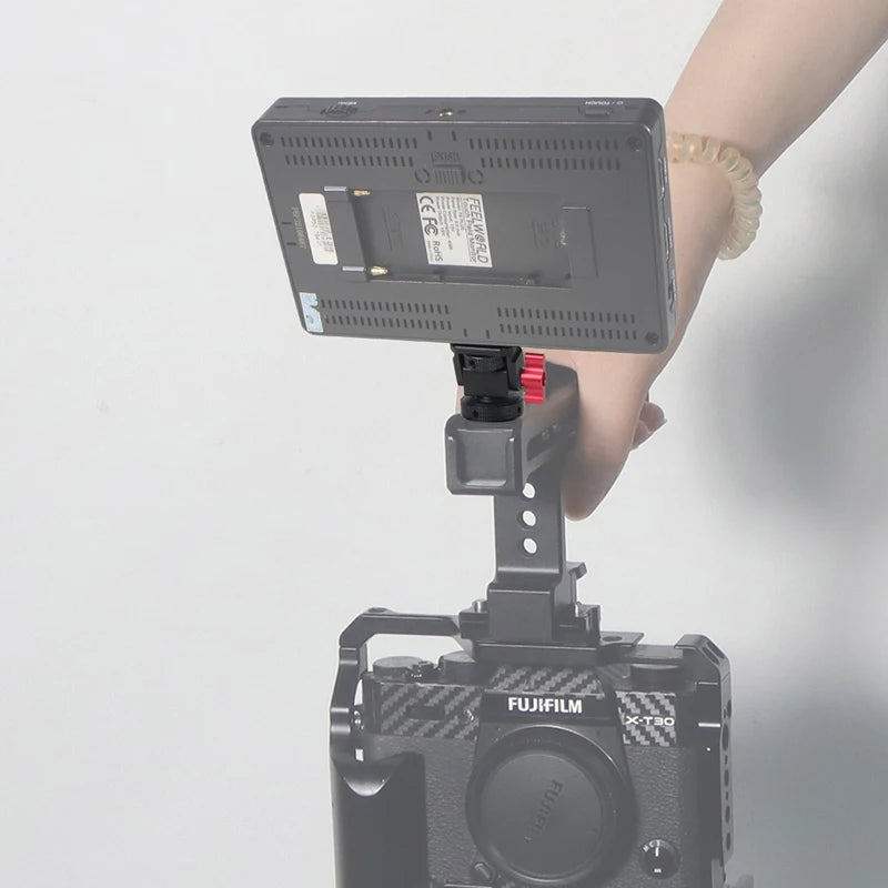 Mini Monitor Mount Holder – Swivel & Tilt Tripod Head with Cold Shoe Adapter for Flash, Microphone, and Fill Light