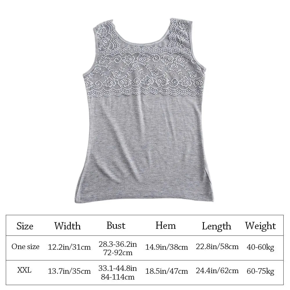 Women's Lace Trim Tank Top - Sleeveless Slim-Fit U-Neck Summer Cami Shirt
