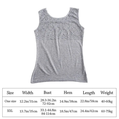 Women's Lace Trim Tank Top - Sleeveless Slim-Fit U-Neck Summer Cami Shirt