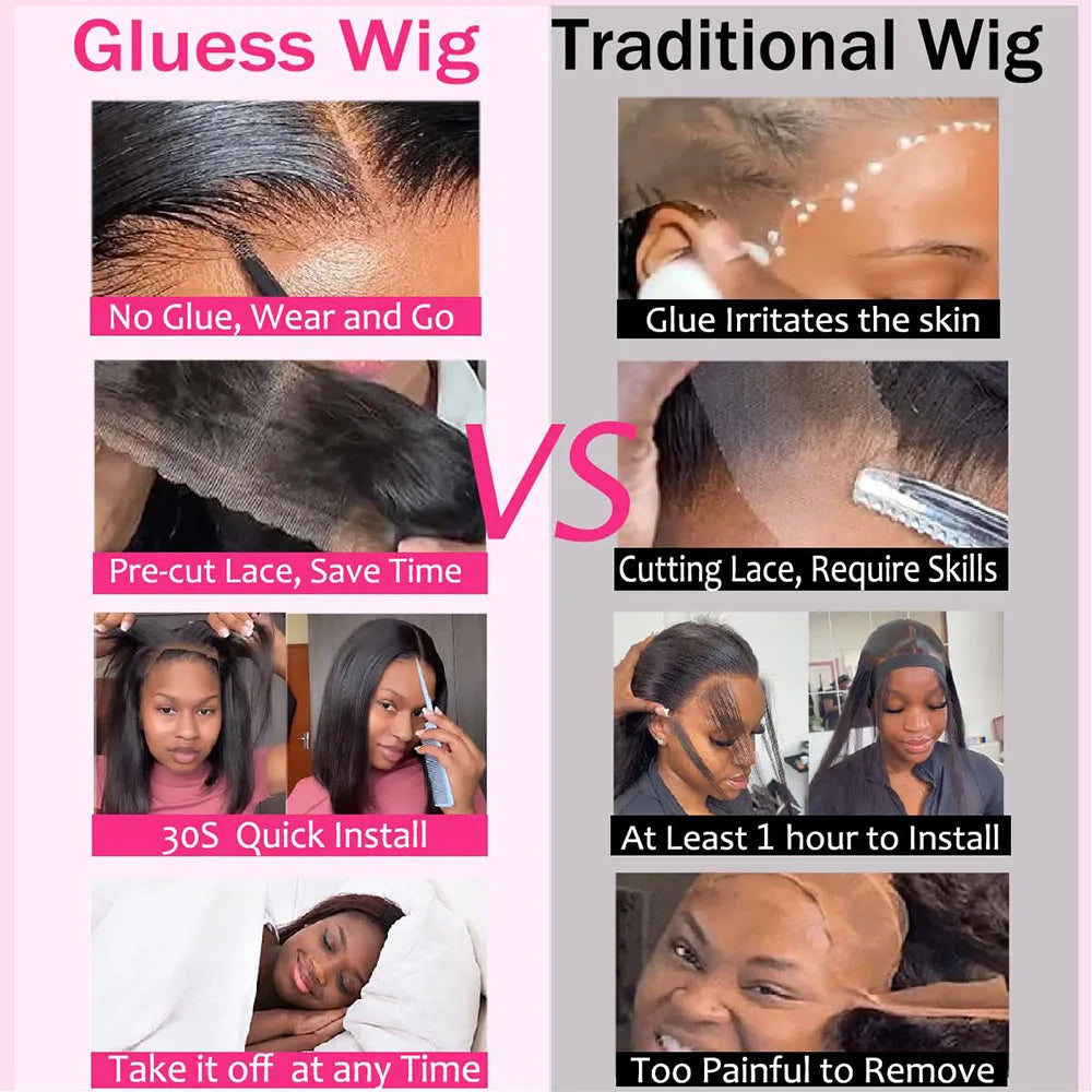 250% Density Straight Bob Wig for Women – Glueless Wear-and-Go, 4x4 Lace Closure, Ready-to-Wear Human Hair