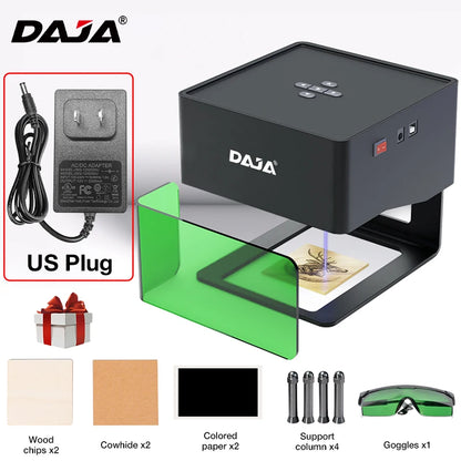 DAJA DJ6 Mini Portable Laser Engraver – DIY Bluetooth CNC Engraving Machine for Wood, Leather, Plastic, Paper & Metal Dog Tags, Logo Printing Tool