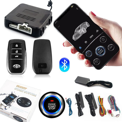 Universal Car Remote Start Stop Kit – Bluetooth Mobile App Engine Start, Keyless Entry, PKE Alarm & Trunk Control System