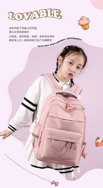 Girls’ School Backpack | Purple & Pink Large Capacity Bookbag for Kids, Primary Students Gift